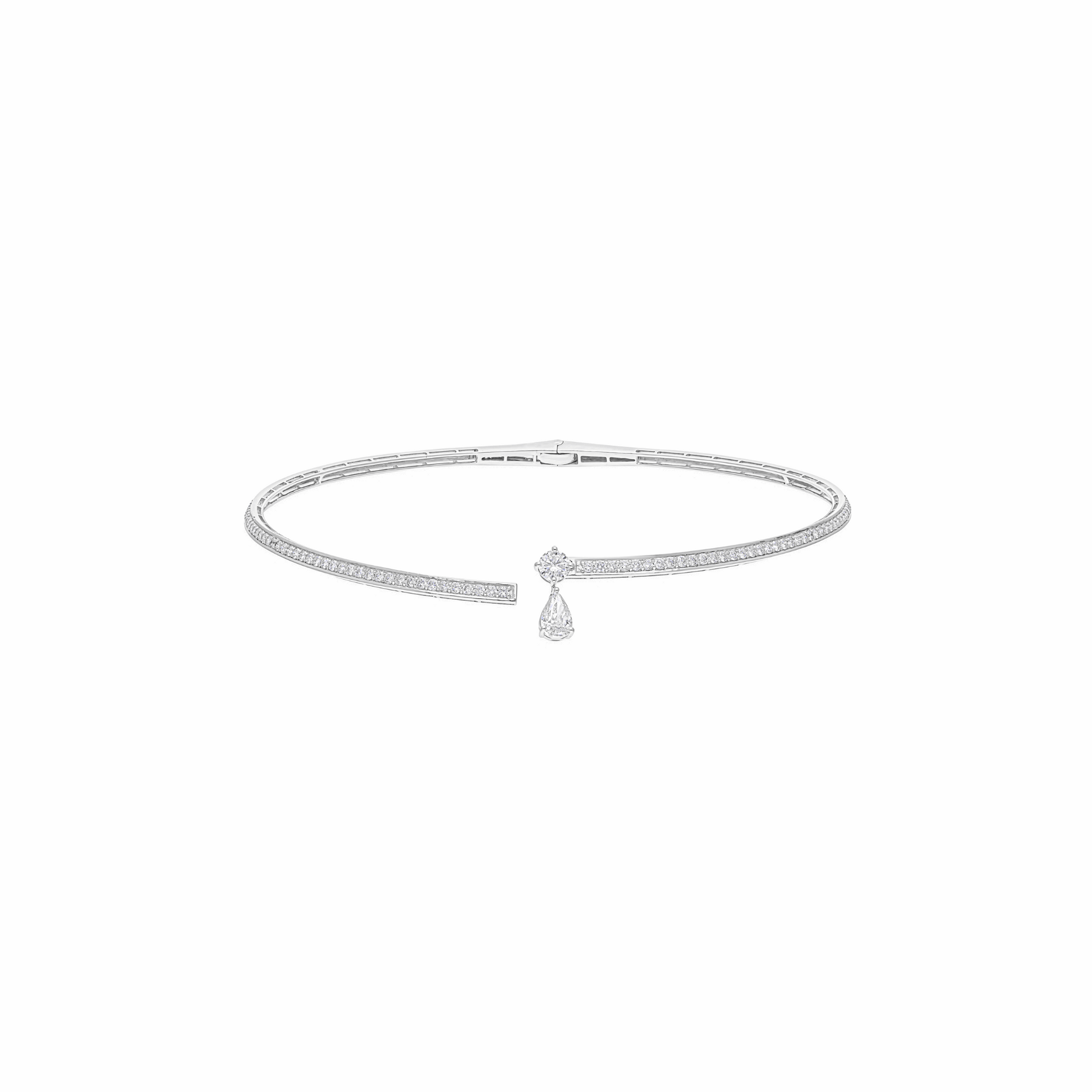 Round Pear 4.41 Ct Natural Diamond Open Choker Teardrop Necklace 18k Gold