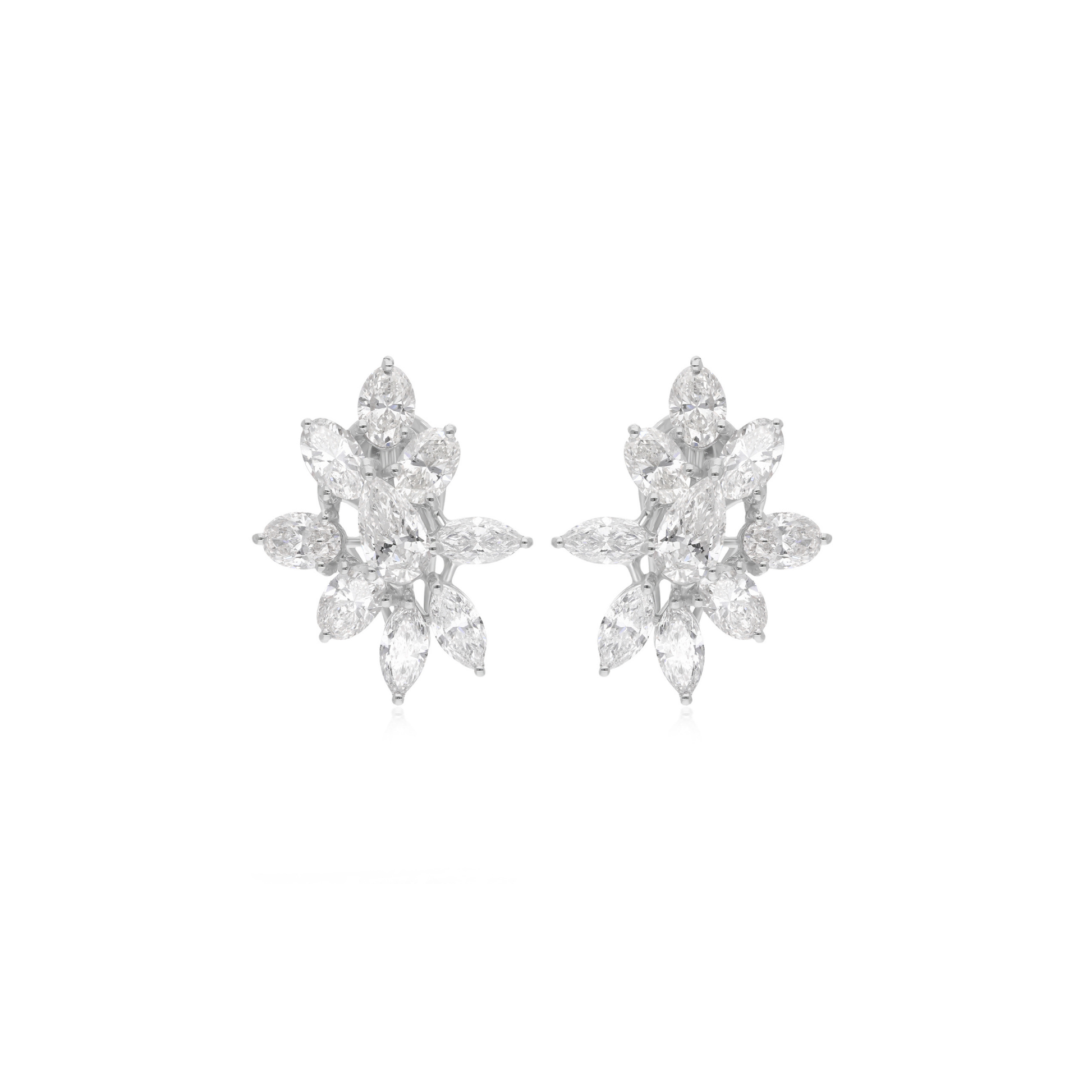 Dainty Mixed Cut 5.00Ct. Natural Diamond Gold Cluster Stud Earrings