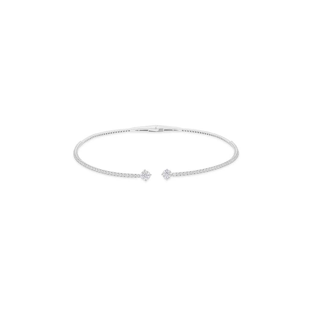 Round Cut Diamond Open Cuff Choker Necklace in Gold Modern Bridal Jewelry