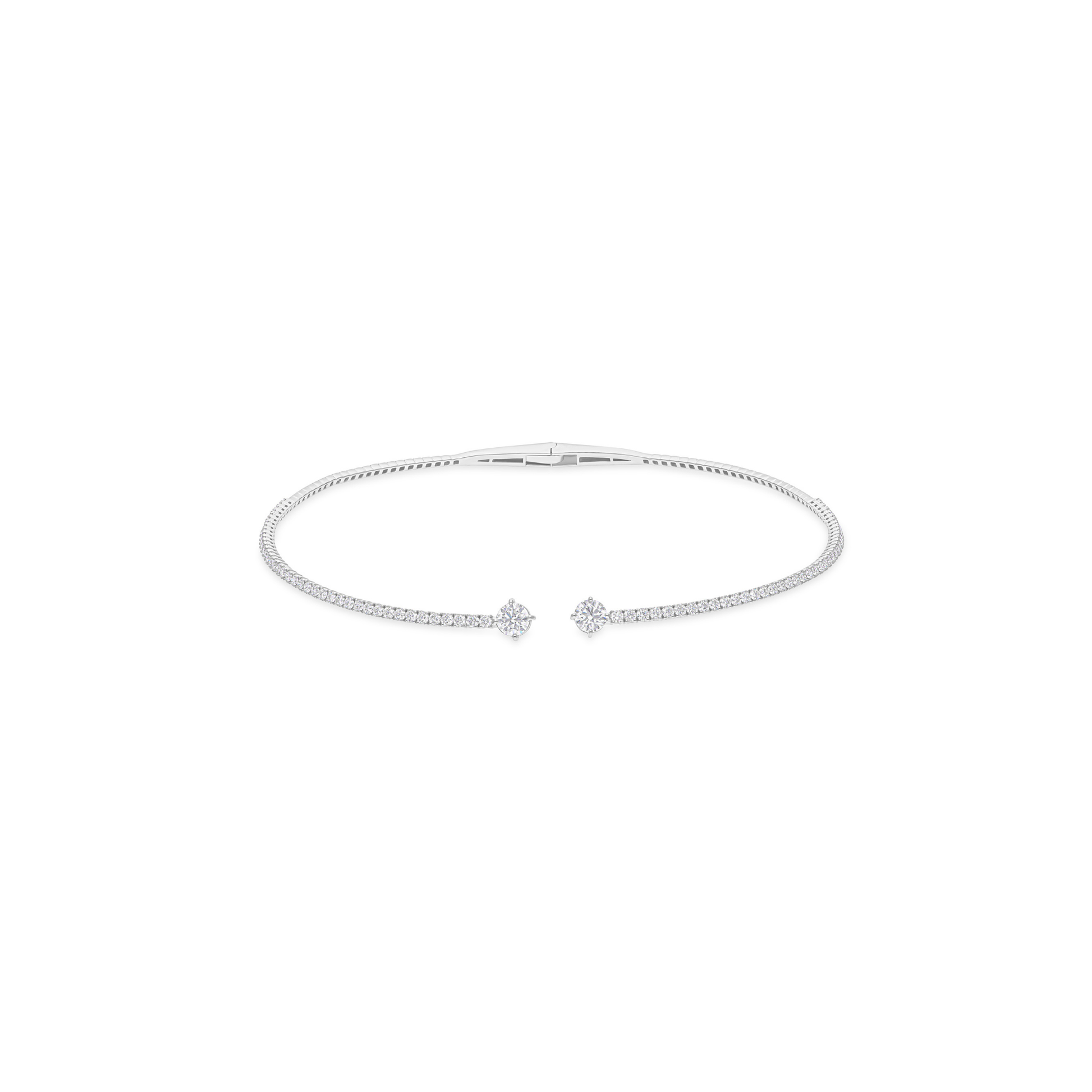 Round Cut Diamond Open Cuff Choker Necklace in Gold Modern Bridal Jewelry