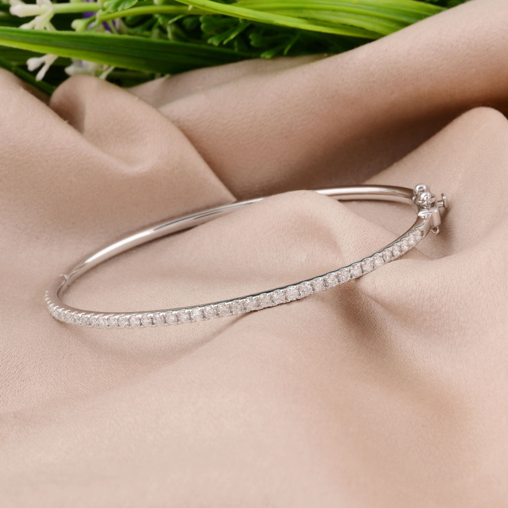 Natural Certified Micro Pave Round Diamond Bangle Bracelet