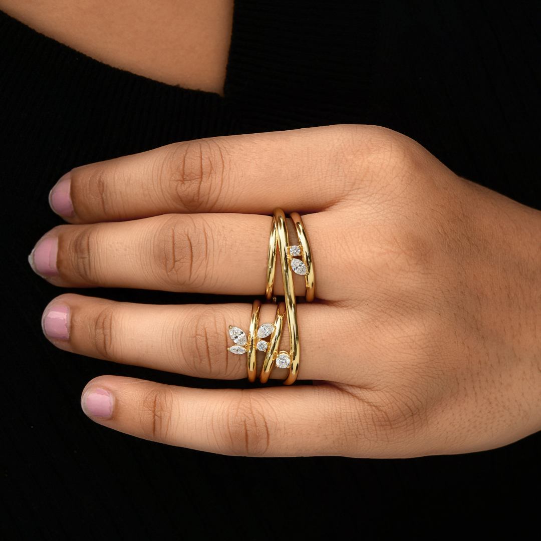 0.76Ct. Natural Diamond Coil Solid Gold Statement Spiral Ring For Women