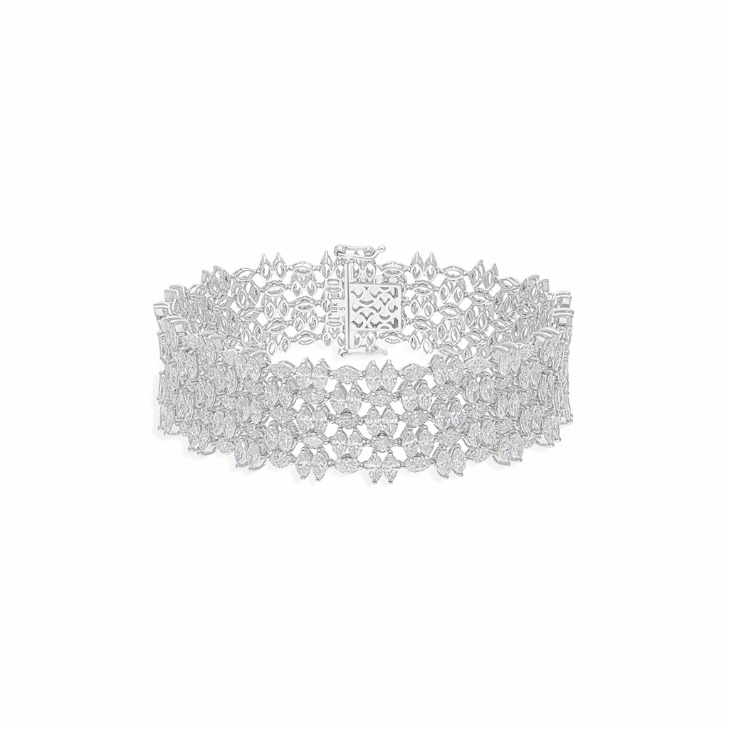 11.15 Ct. Marquise Cut Diamond 18K Gold Floral Bracelet