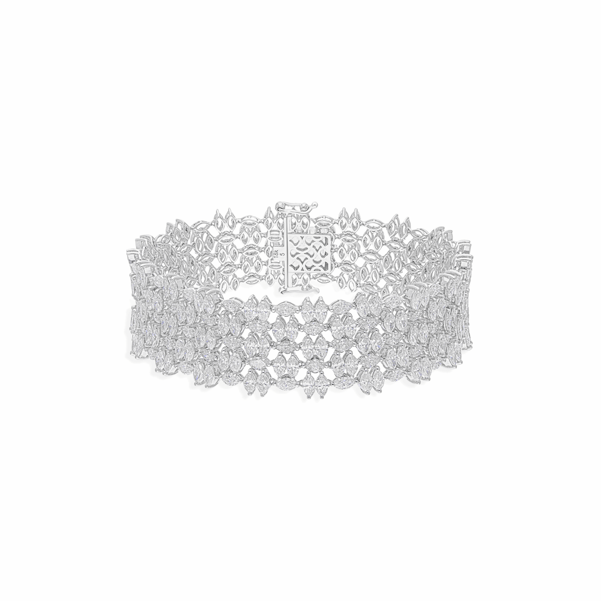 11.15 Ct. Marquise Cut Diamond 18K Gold Floral Bracelet