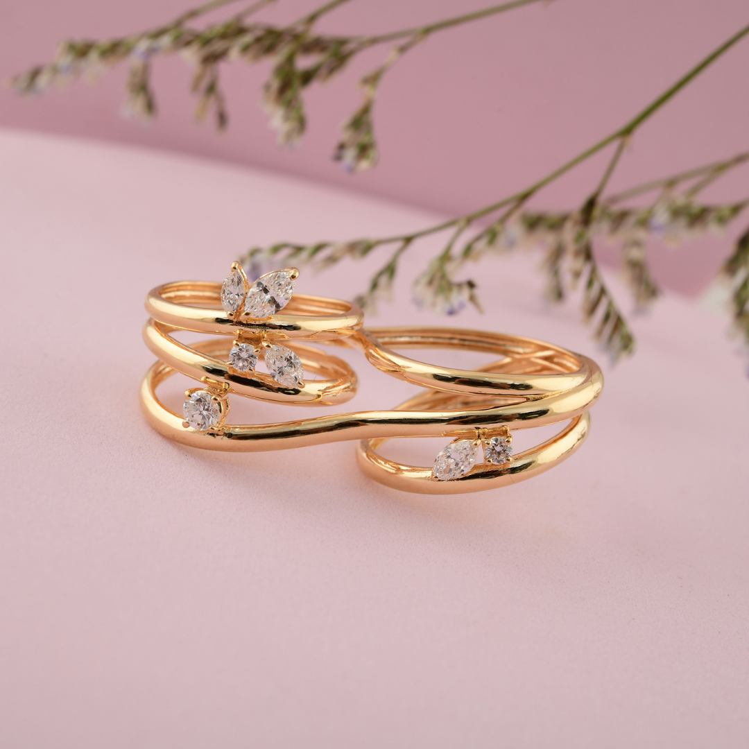 0.76Ct. Natural Diamond Coil Solid Gold Statement Spiral Ring For Women