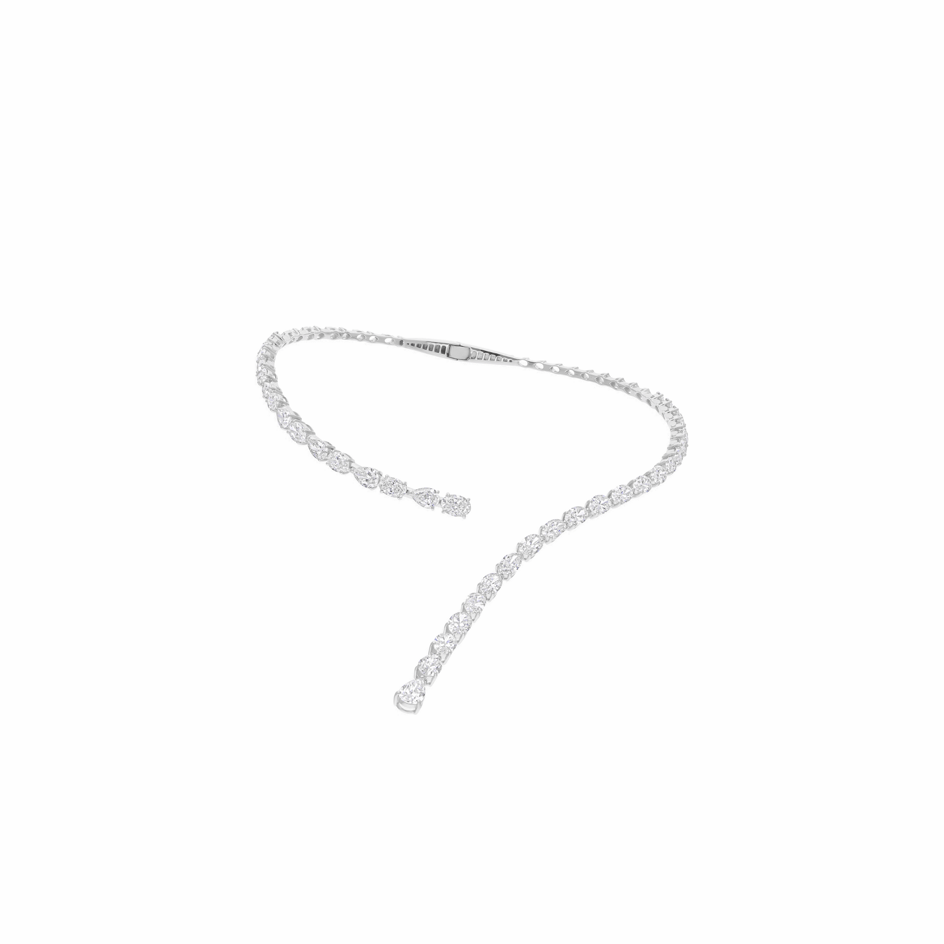 16.59 Ct Natural Diamond Open Collar Wrap Bridal Choker Necklace in 18k Gold