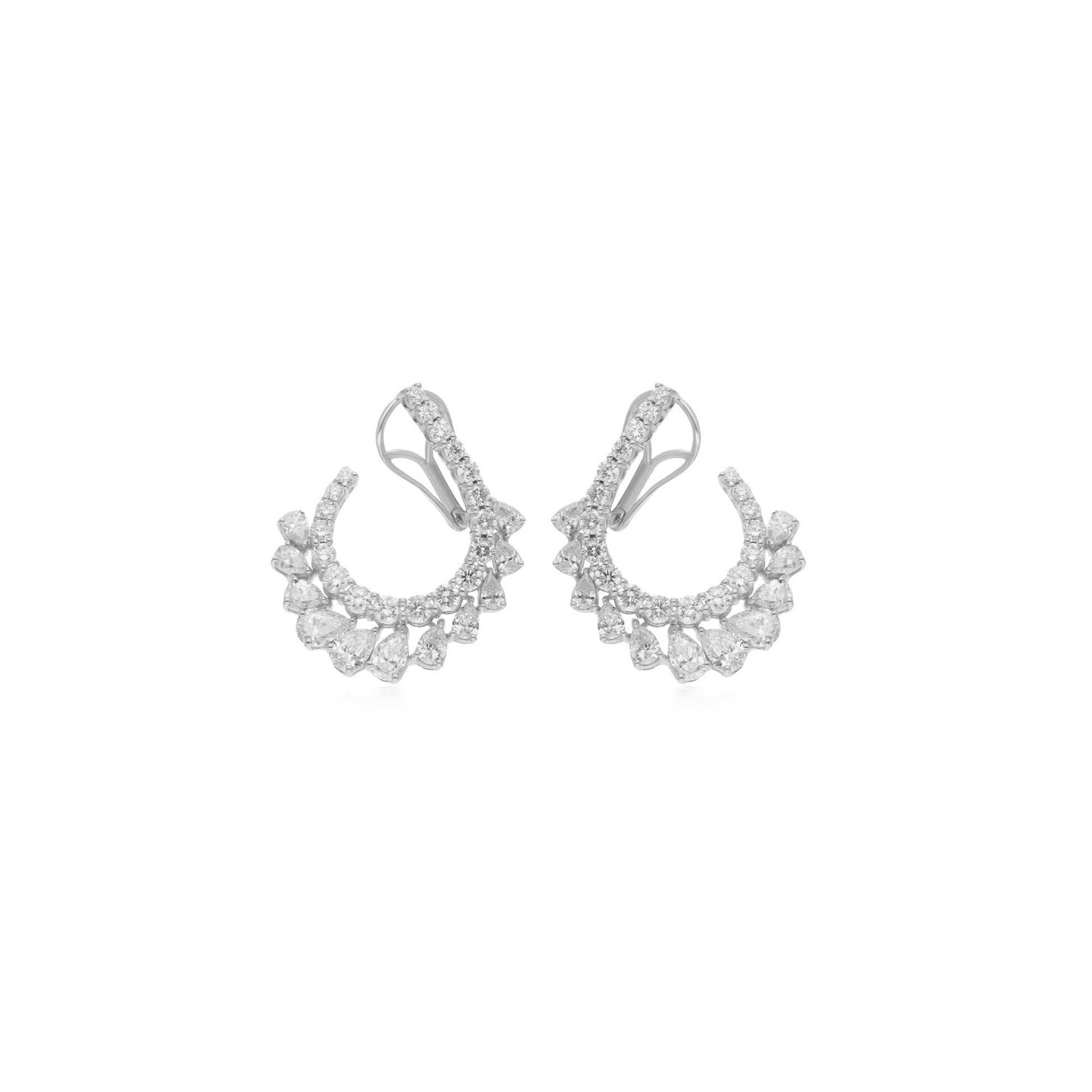 Handmade Solid Gold 5.02 Carat Natural SI/H Diamond Clip On Hoop Earrings