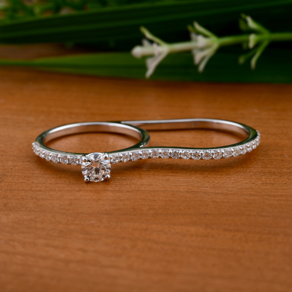 Minimalist Solid Gold Double Finger Natural 0.91Ct. Diamond Ring