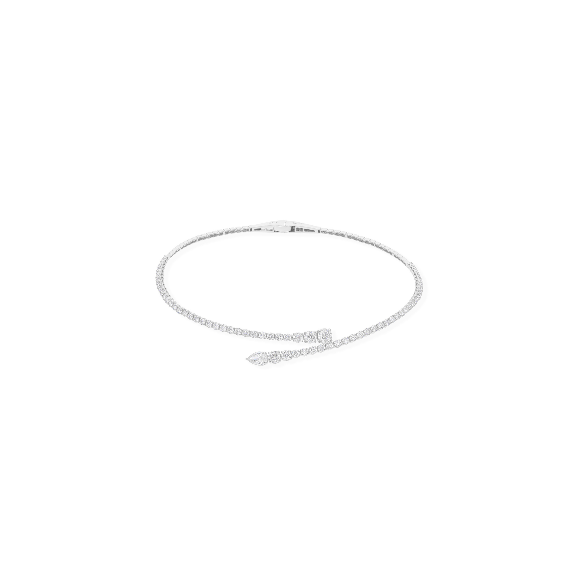 9.94 Carat Natural SI/HI Round Pear Diamond Cuff Choker Fine Gold Necklace