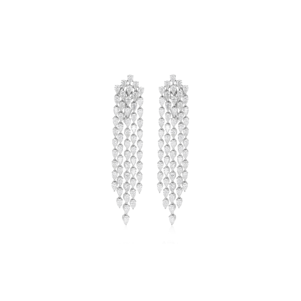 Statement Pear Cut 7.91Ct Diamond Chandelier Wedding Dangle Drop Gold Earrings