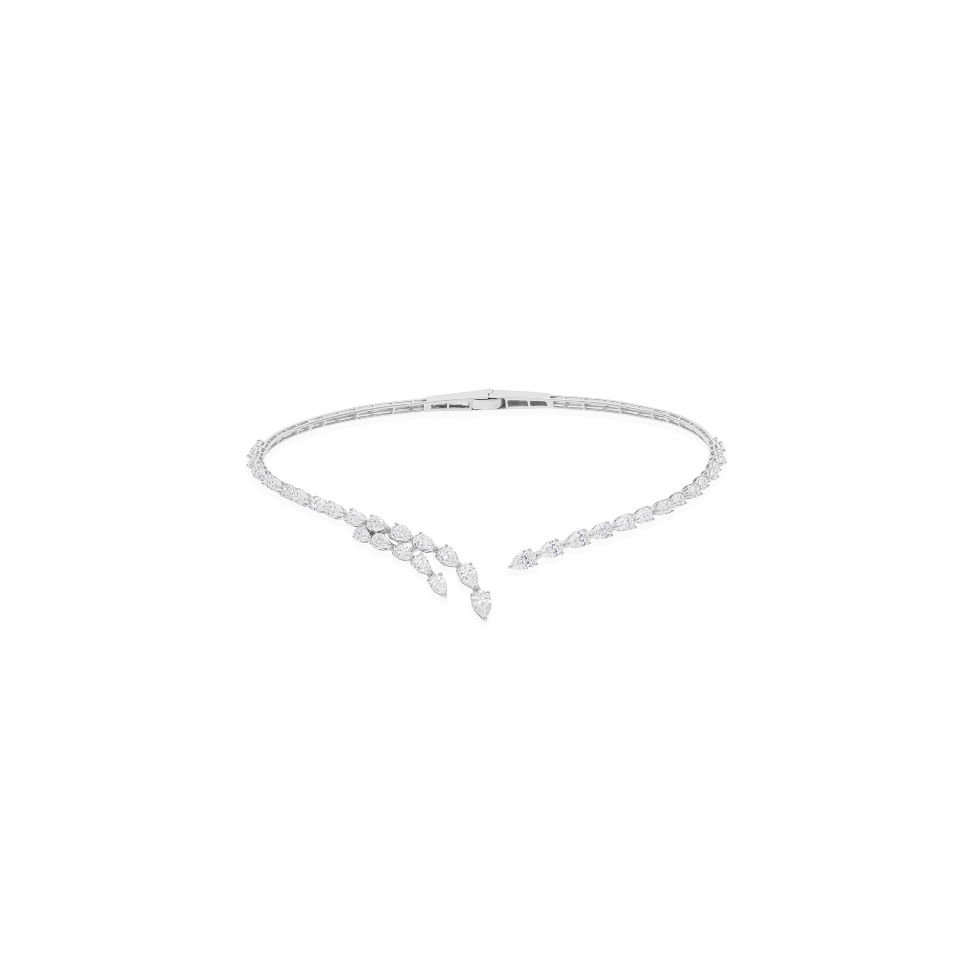 6.91 Carat Natural HI/SI Pear Diamond Cuff Choker Gold Wedding Necklace