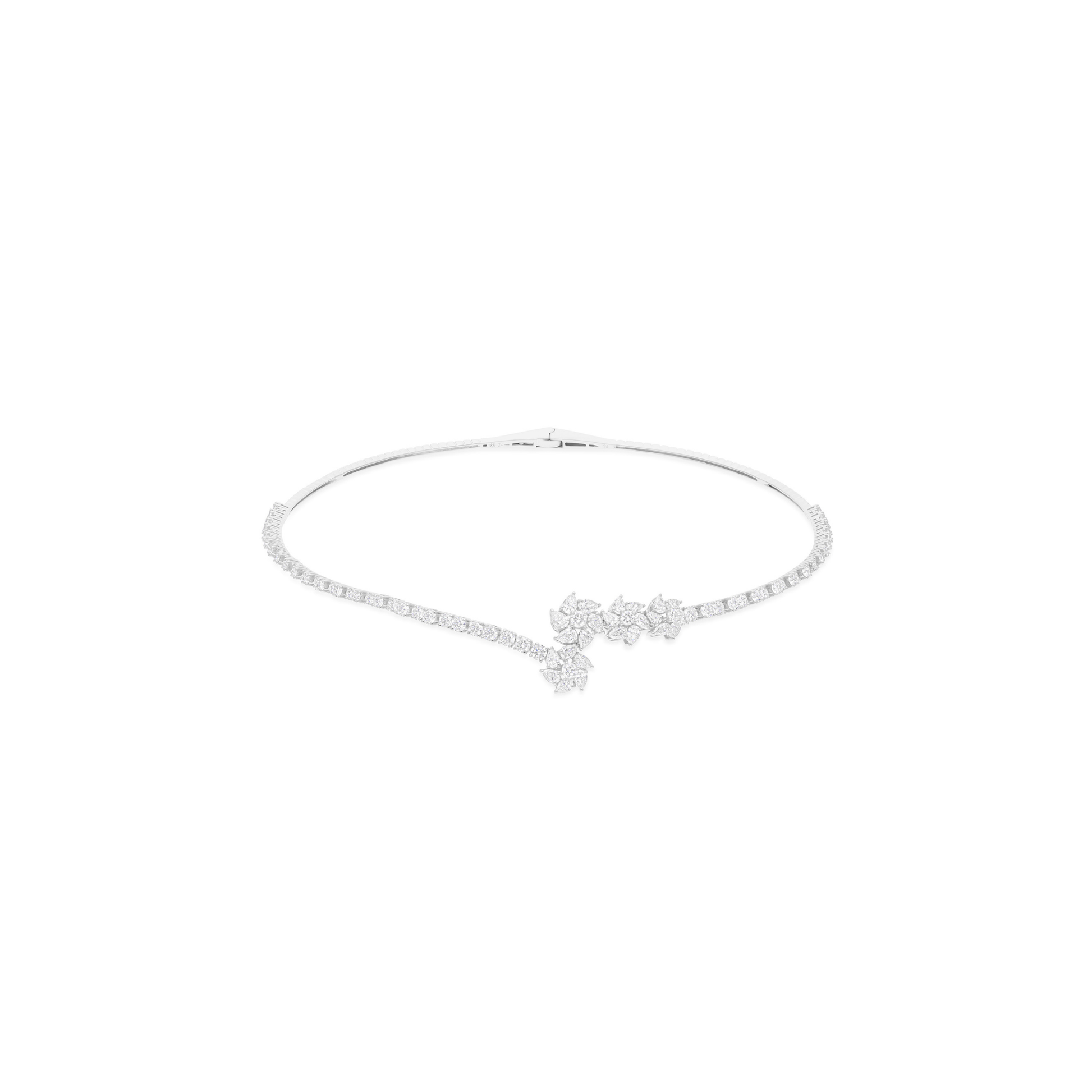 Statement Natural Diamonds Gold Front Open Collar Cuff Choker Necklace