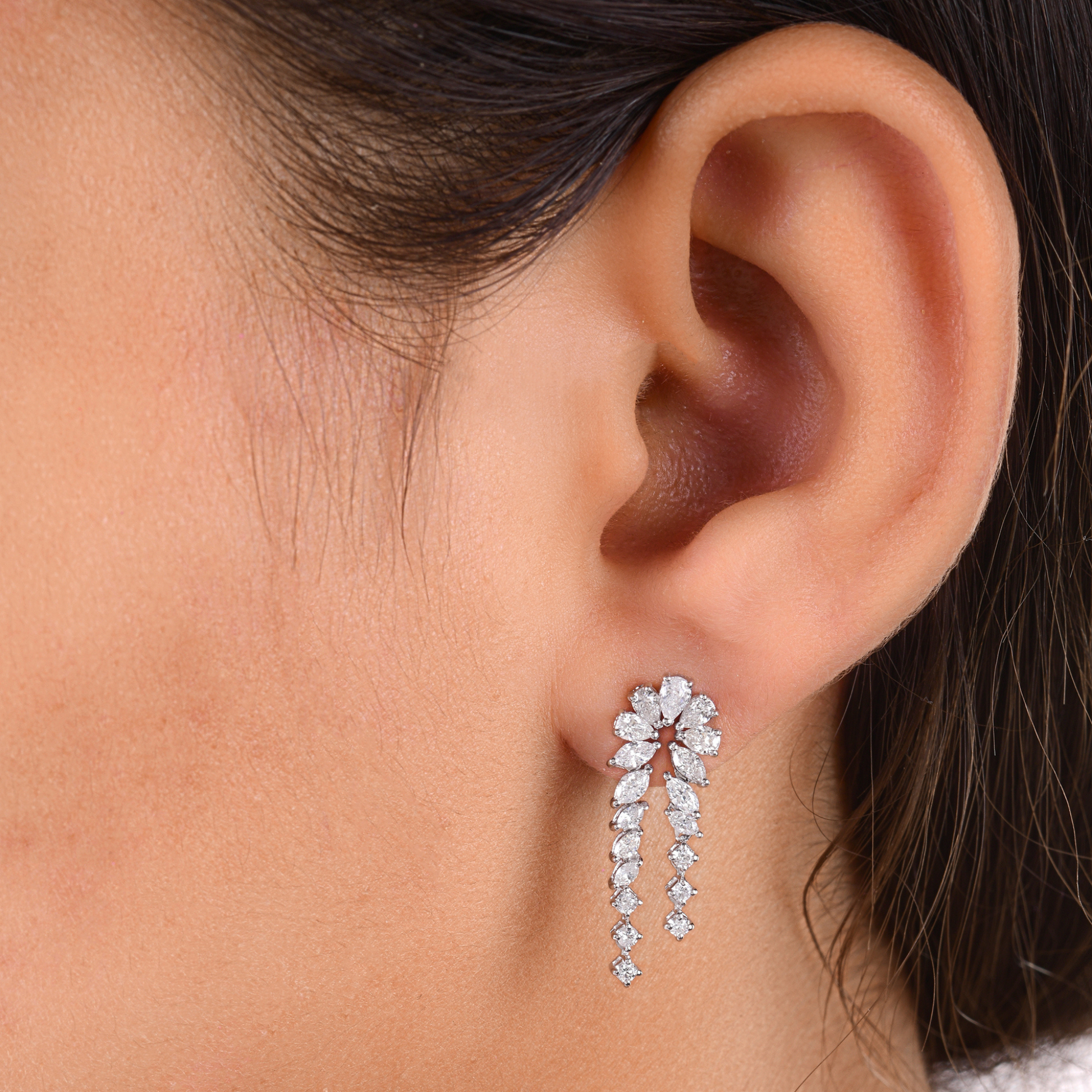 1.46 Ct. Handmade Designer Gold Natural Diamond Dangle & Drop Earrings