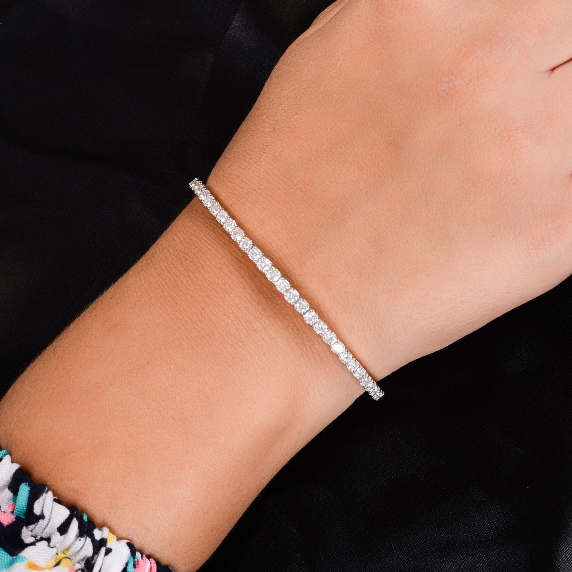 2.52 Carat Round Cut Diamond Tennis Bangle Bracelet Wedding Jewelry