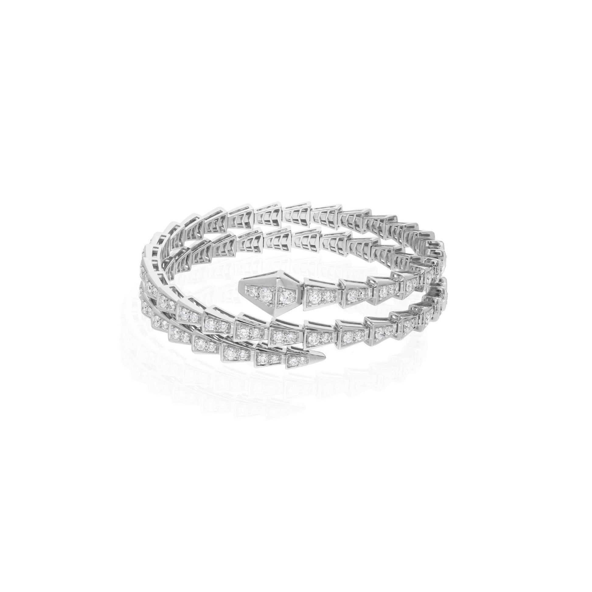Serpenti Viper Wrap 4.82 Carat Round Diamond Bangle Bracelet