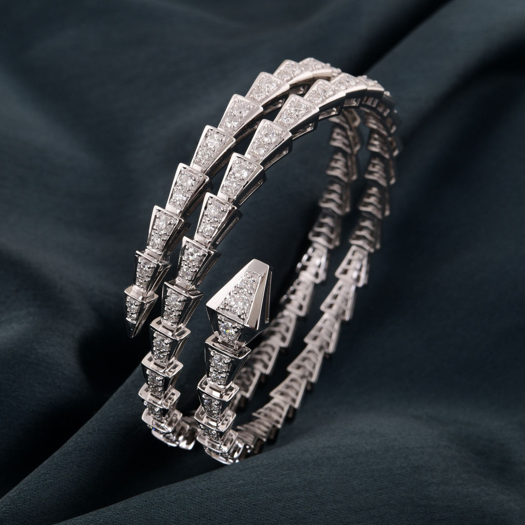Serpenti Viper Wrap 4.82 Carat Round Diamond Bangle Bracelet