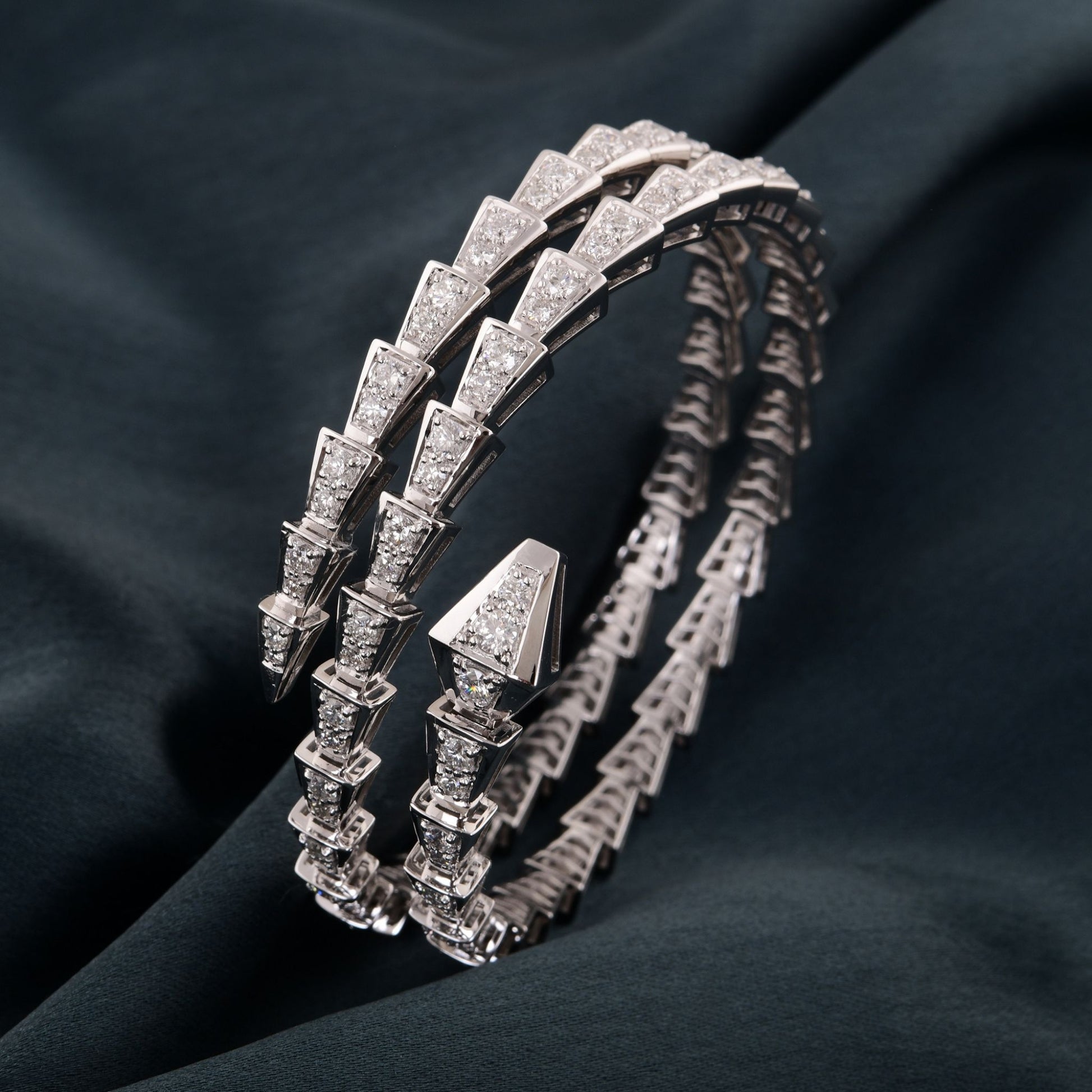 Serpenti Viper Wrap 4.82 Carat Round Diamond Bangle Bracelet
