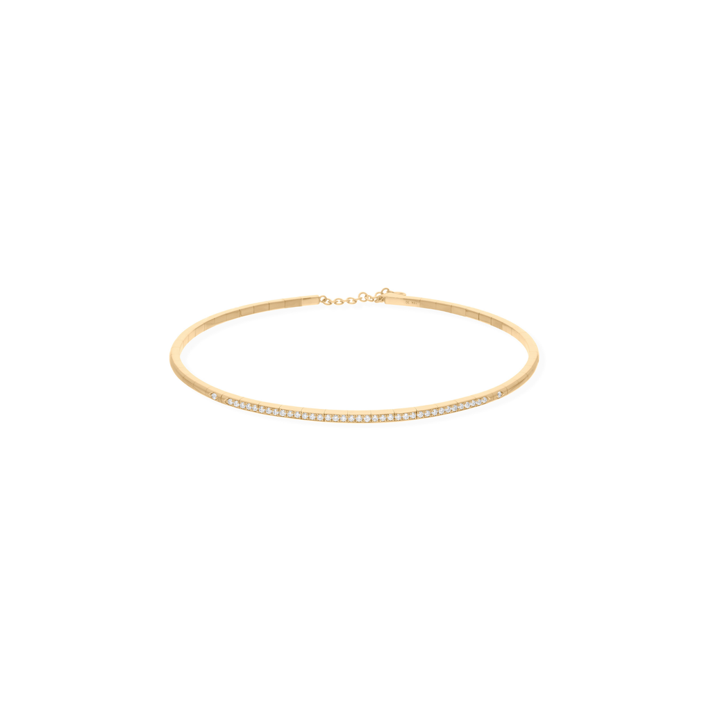 Gold 1.02Ct H Color SI Clarity Round Pave Diamond Choker Necklace