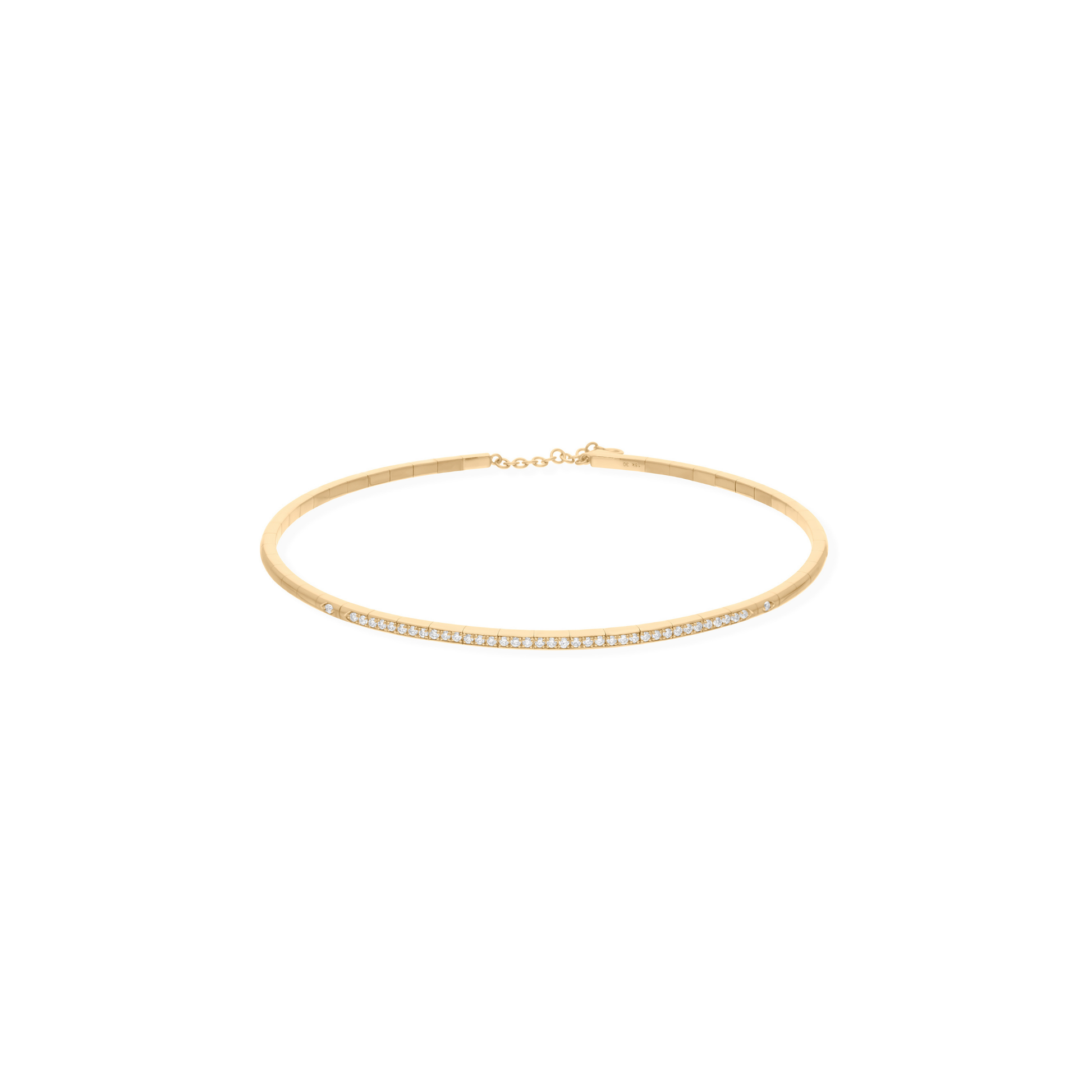 Gold 1.02Ct H Color SI Clarity Round Pave Diamond Choker Necklace