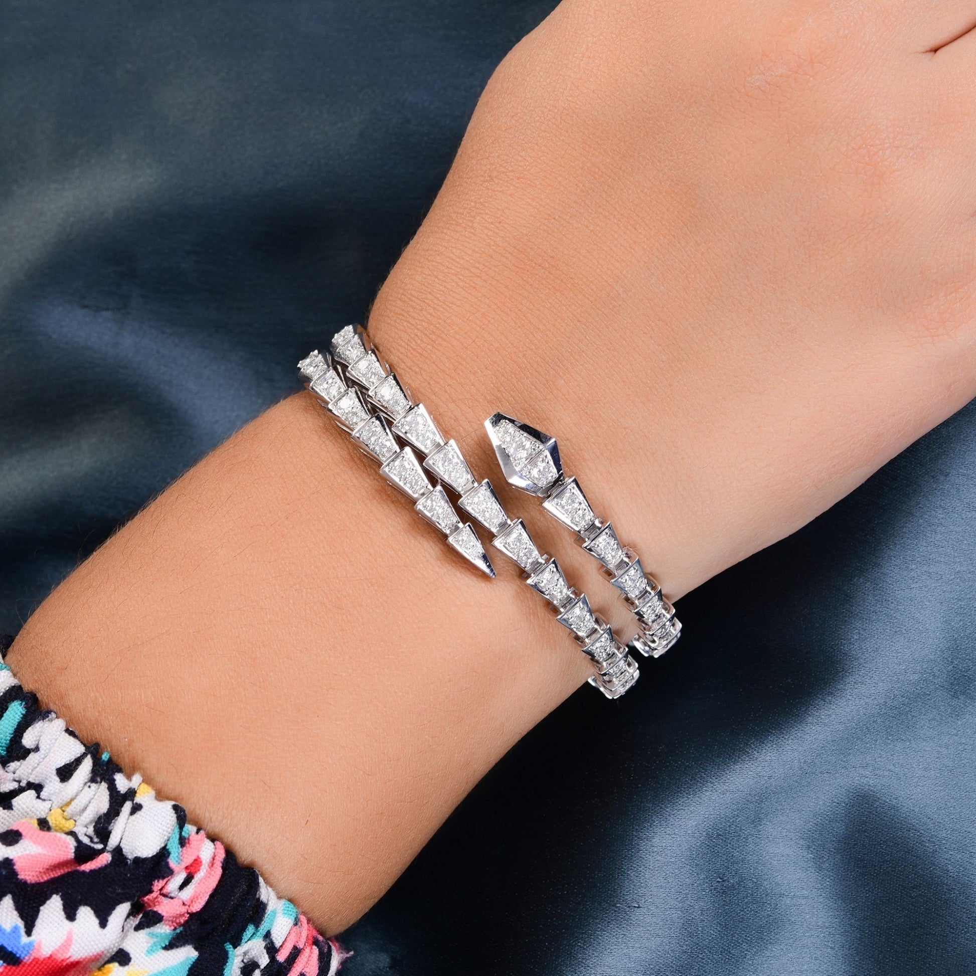 Serpenti Viper Wrap 4.82 Carat Round Diamond Bangle Bracelet