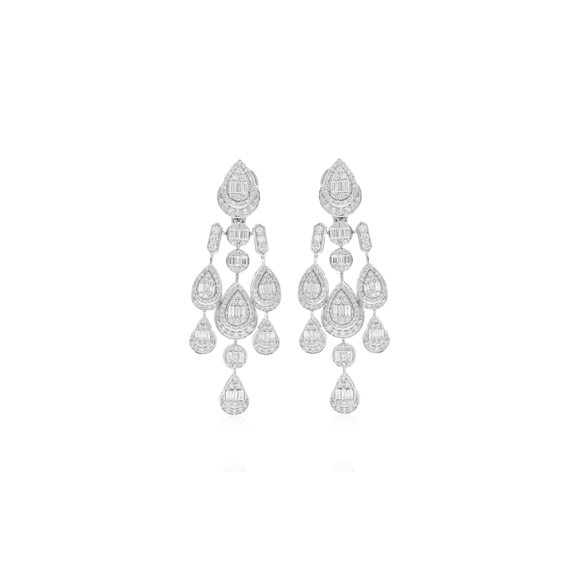 Sparkling Baguette Cut 4.35 Carat Natural Diamond Long Dangle Bridal Anniversary Earrings