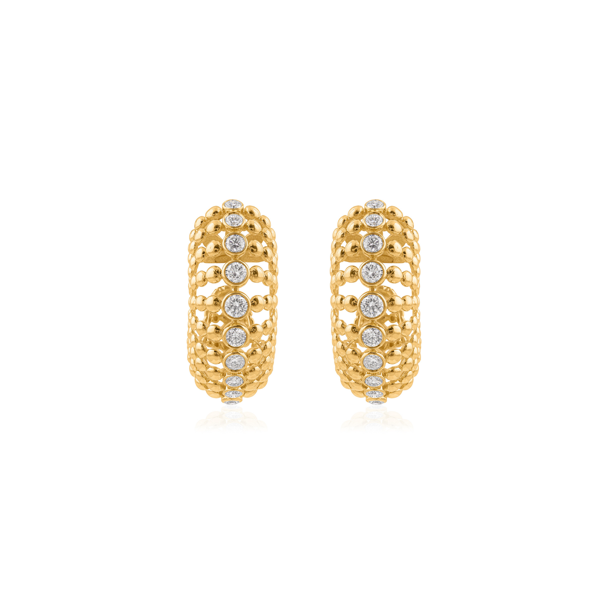 Designer Gold 1.42Ct Natural Diamond Bezel Clip-On Hoop Earrings