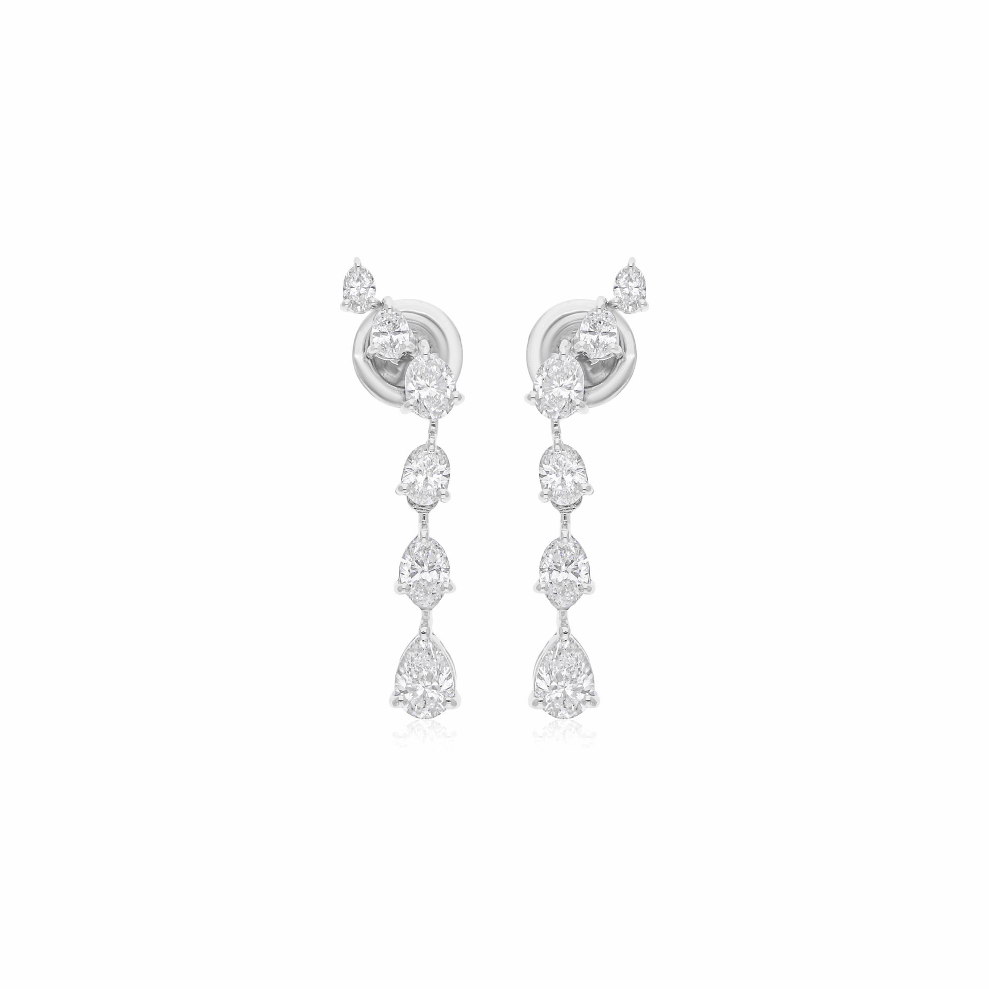 2.04 Ct Natural SI/H Diamond Dangle Drop Earrings 18k Fine Gold Jewelry