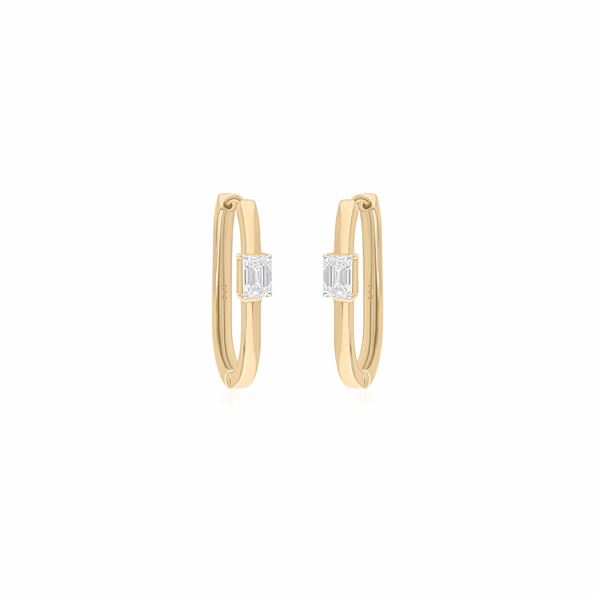 0.81 Ct Natural SI/H Octagon Solitaire Diamond Hoop Earrings 18k Gold
