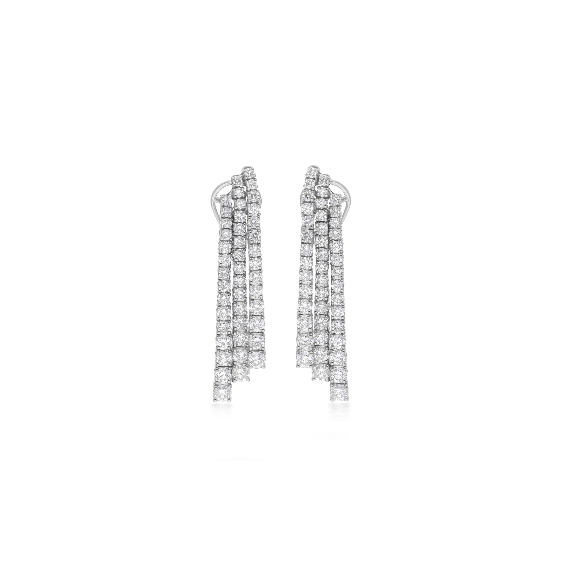 Natural Diamond 3.46 Carat Round Shape Gold Chandelier Bar Dangle Earrings