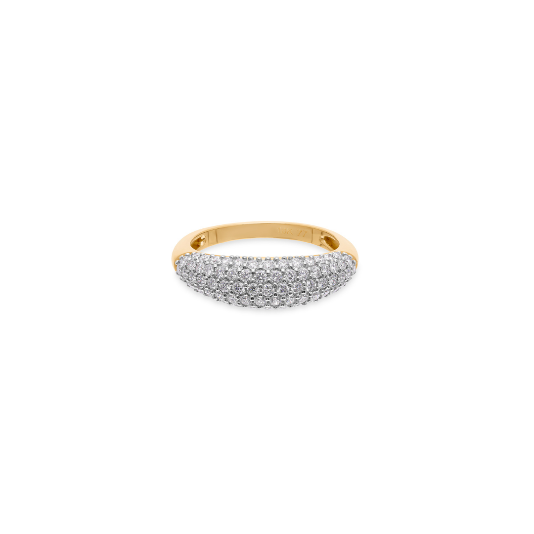 Pave Set Round Cut Diamond Wedding Gold Band Ring For Anniversary