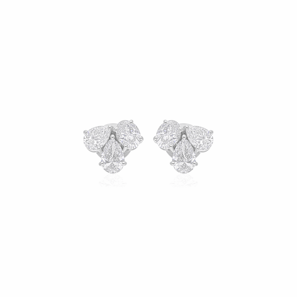 SI/H Clarity 2.41 Ct Natural Diamond Trio Stud Earrings in 18k Gold