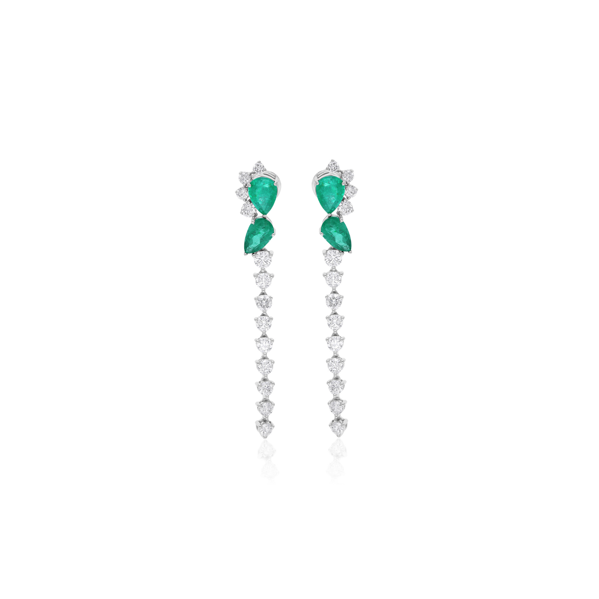 Exclusive 6.60Tcw Zambian Emerald Real Gold SI/H Diamond Long Dangle Earrings
