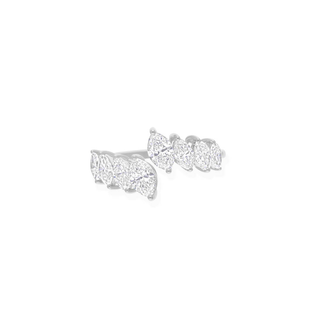 1.78Ct. Unique Marquise Cut Diamond Statement Open Gold Cuff Ring