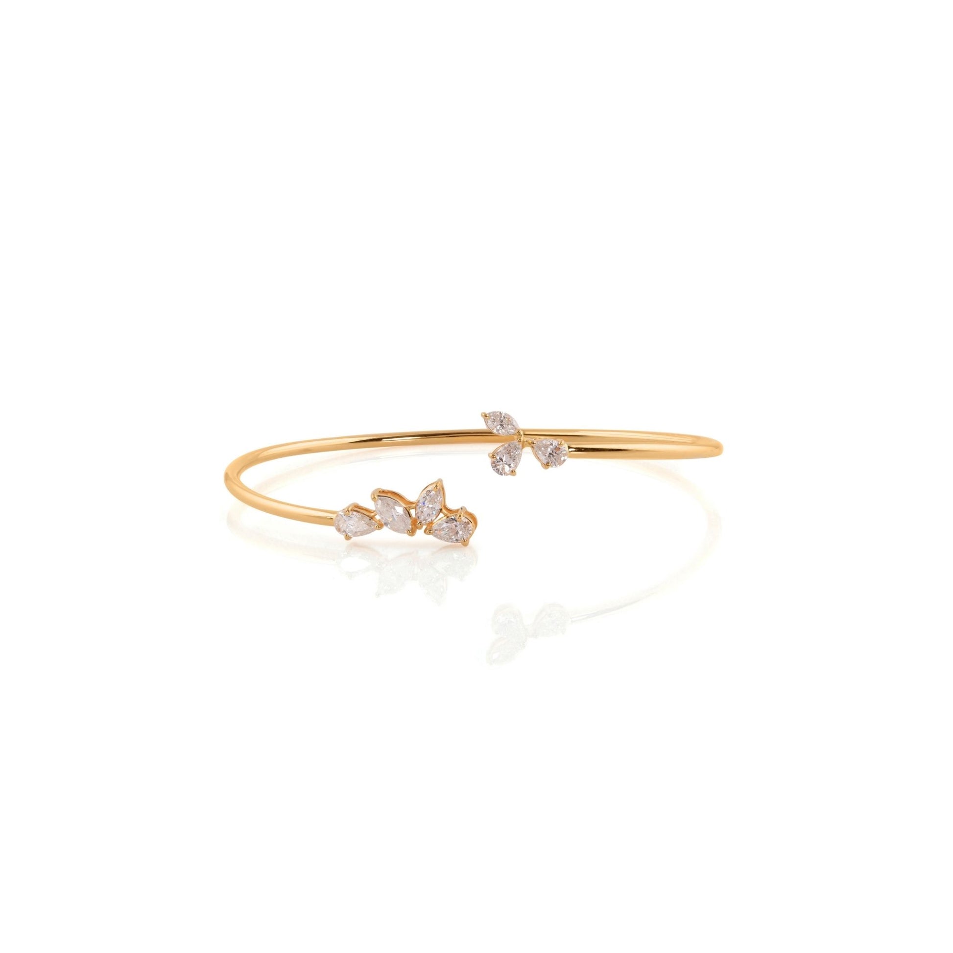 Sparkling Fine 1.05Ct Pear & Marquise Cut Open Diamond Cuff Bangle Bracelet