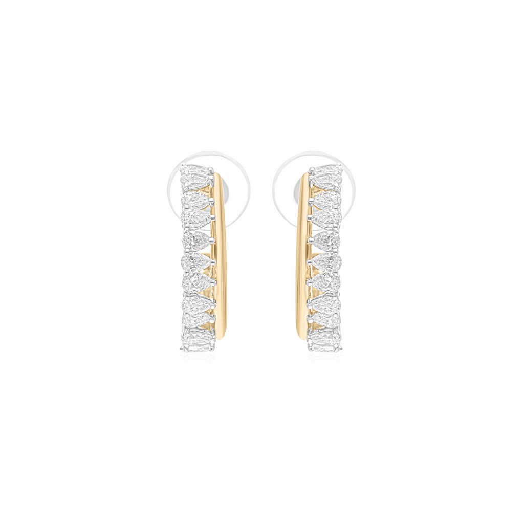 2.01 Ct SI/H Natural Pear Diamond Huggie Hoop Earrings 18k Fine Gold Jewelry