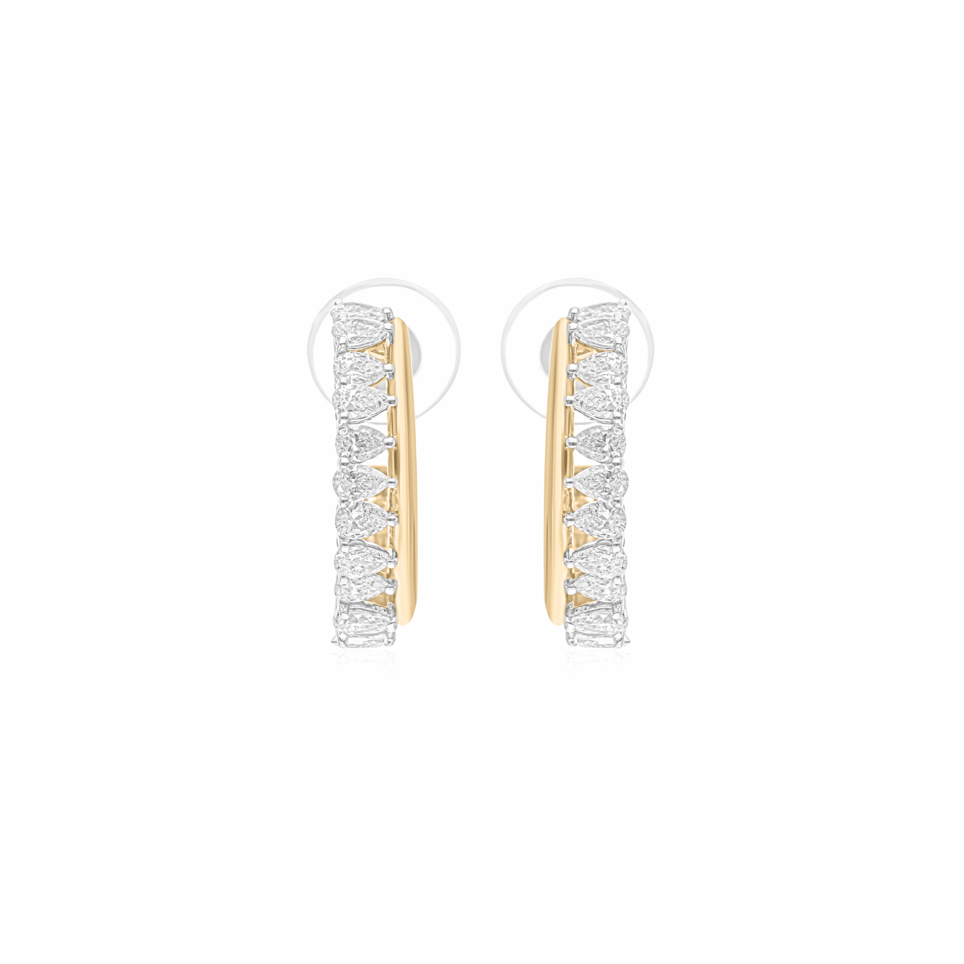 2.01 Ct SI/H Natural Pear Diamond Huggie Hoop Earrings 18k Fine Gold Jewelry