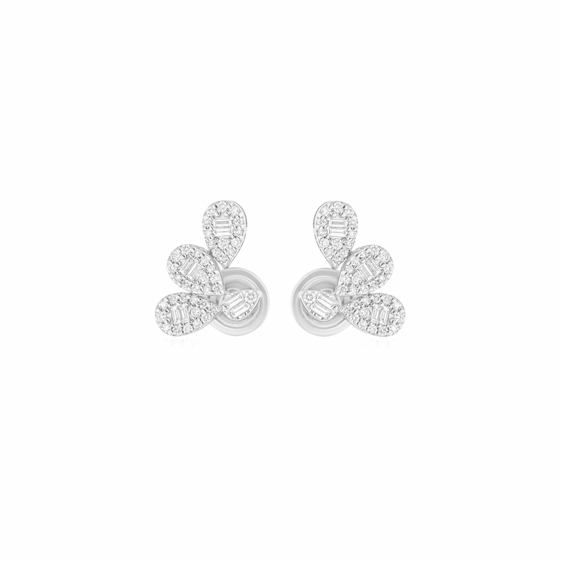 0.54 Ct Natural Diamond Halo Stud Cluster Earrings Small 18k Gold Push Back