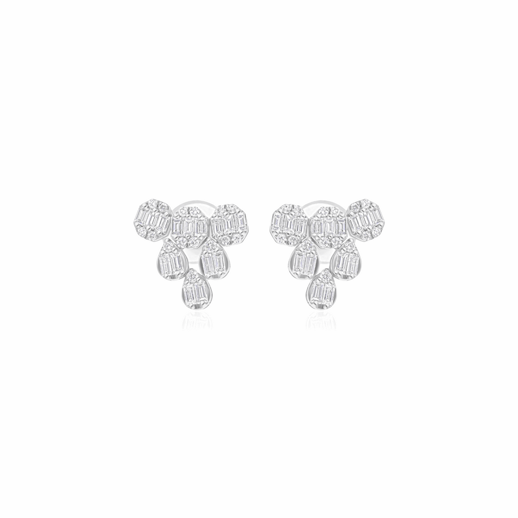 0.62 Ct Natural SI/H Baguette Diamond Stud Fine Earrings Gift 18k Gold