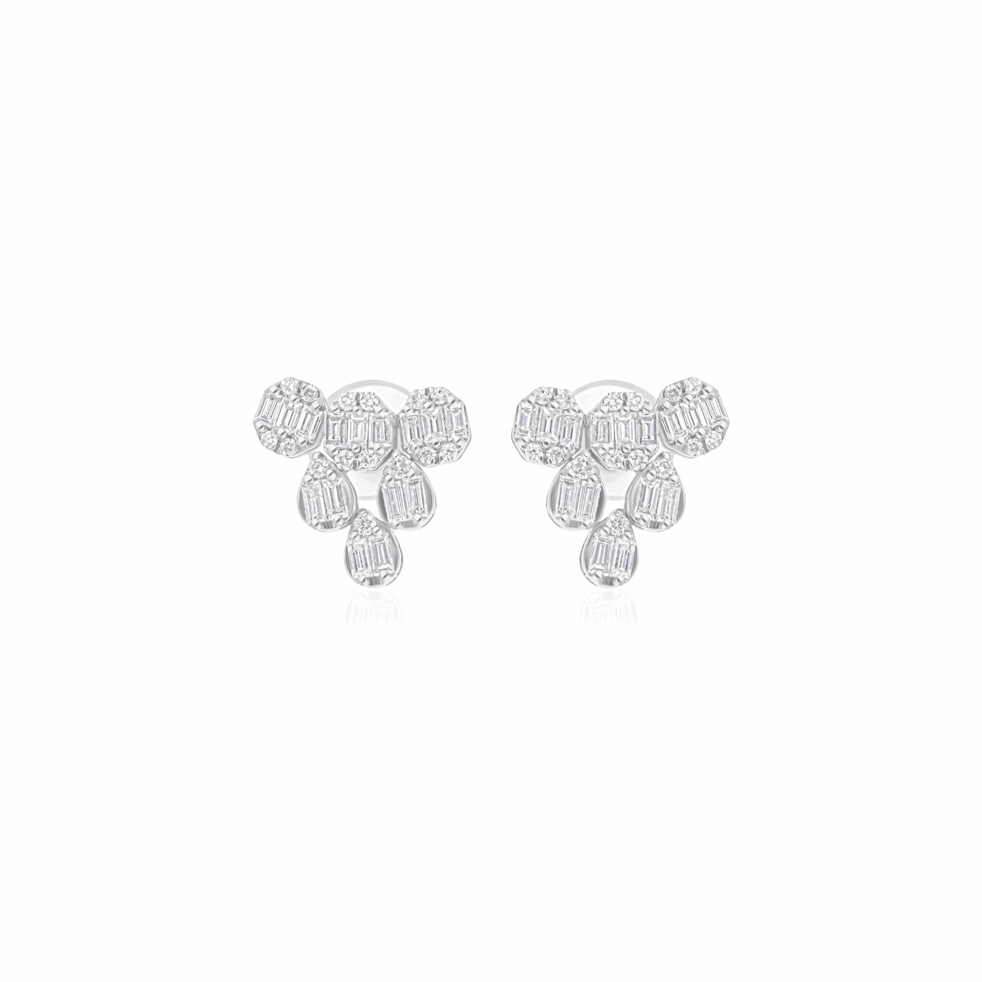 0.62 Ct Natural SI/H Baguette Diamond Stud Fine Earrings Gift 18k Gold