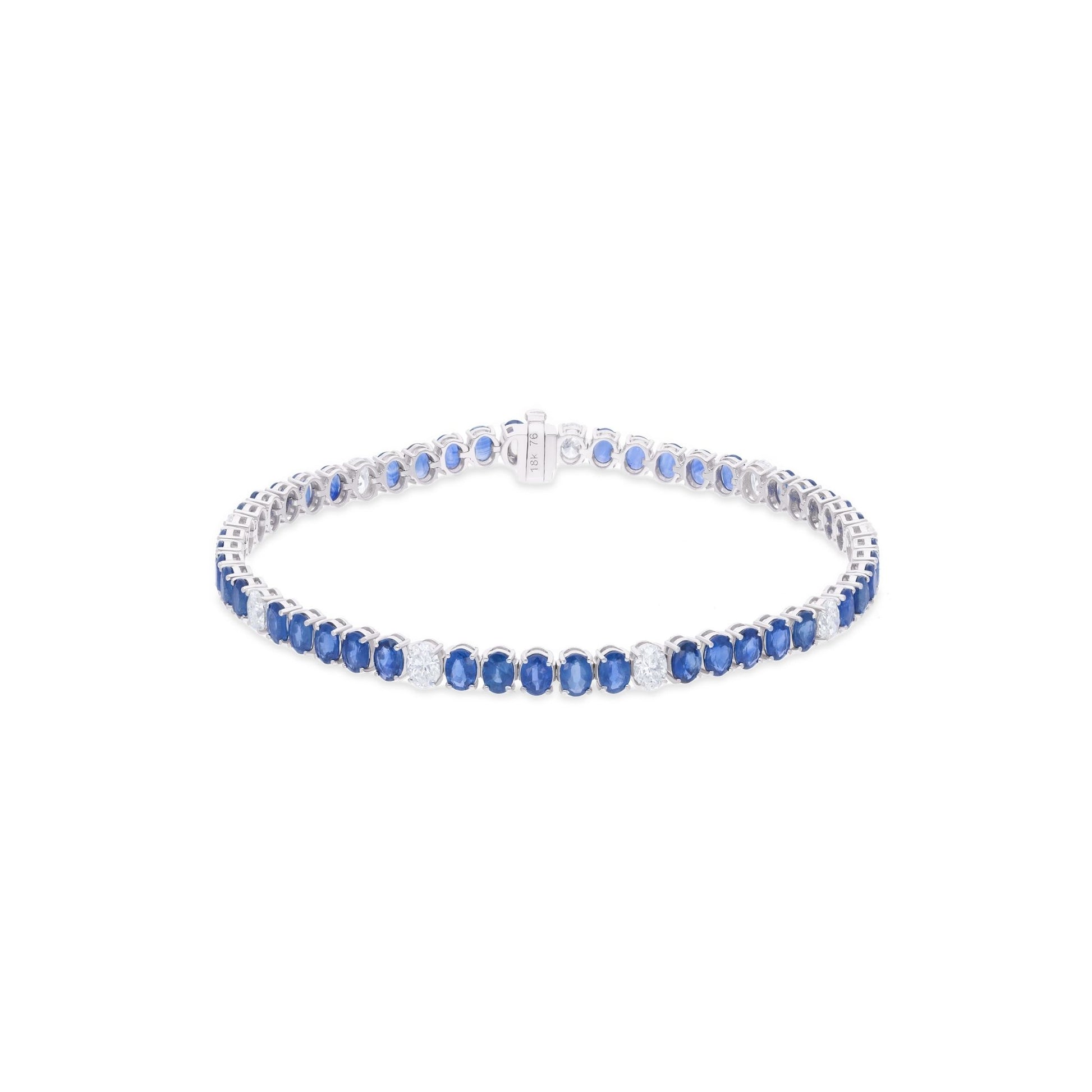 Blue Sapphire Gemstone Natural Diamond Tennis Bracelet