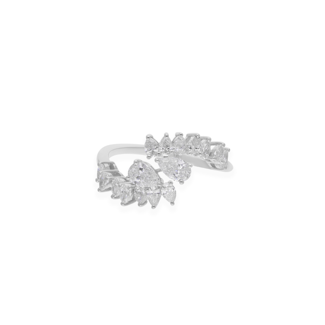 1.17 Ct. Statement Pear Shape Diamond Bypass Stacking Diamond Ring