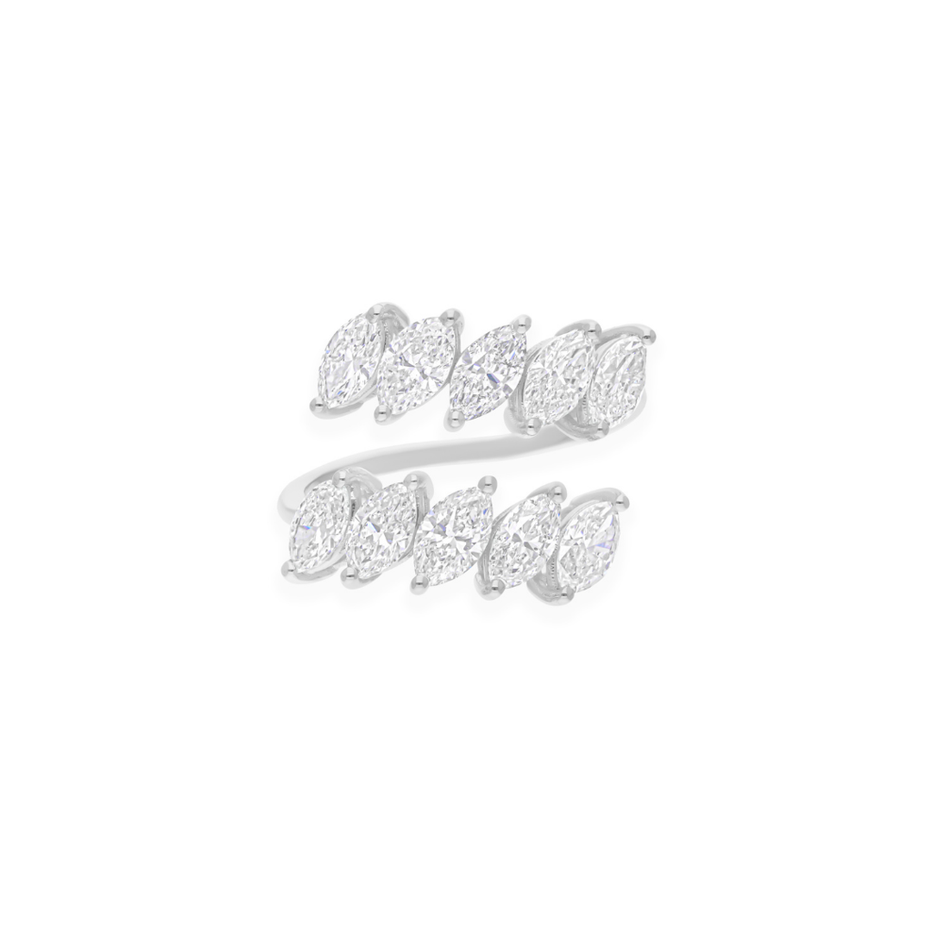 Minimalist Marquise Cut 3.10Ct. Diamond Crossover Promise Ring For Women