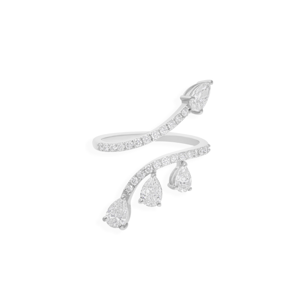 1.55 Ct. Pear Cut Diamond Stackable Unique Open Band Wedding Anniversary Ring