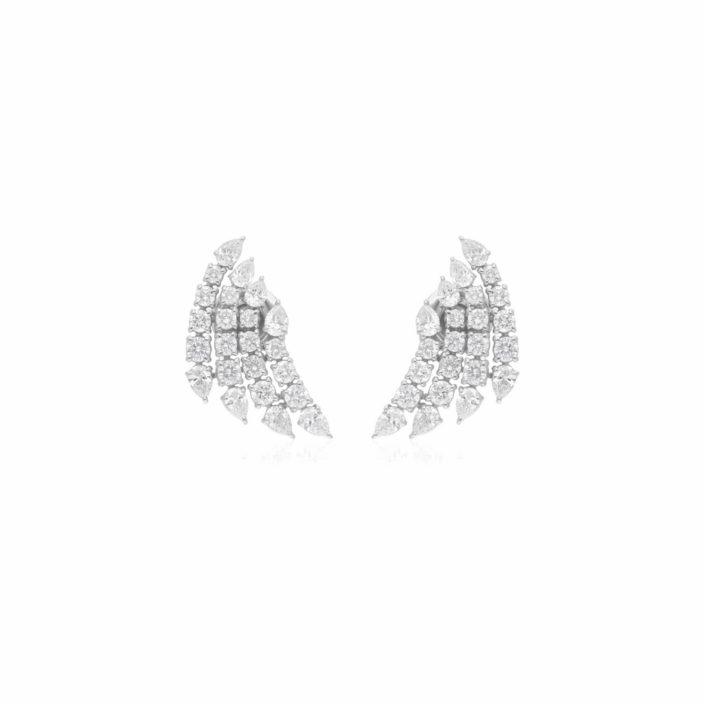 Stunning 2.29 Ct Natural SI/H Pear Round Diamond Cluster Earrings 18k Gold