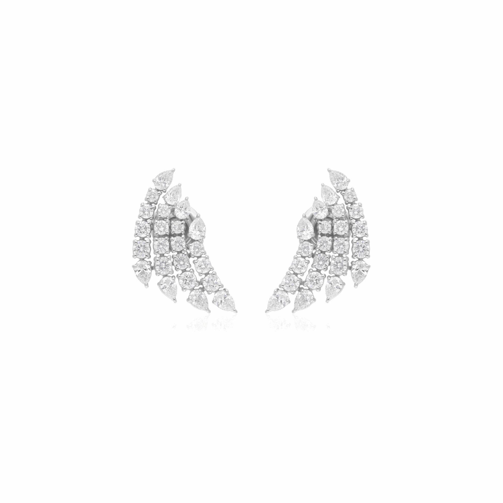 Stunning 2.29 Ct Natural SI/H Pear Round Diamond Cluster Earrings 18k Gold