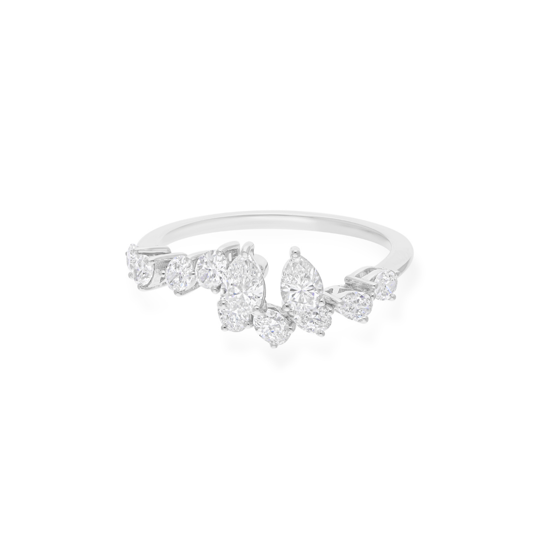 Natural Pear Oval Cut SI Clarity HI Color Diamond Gold Ring