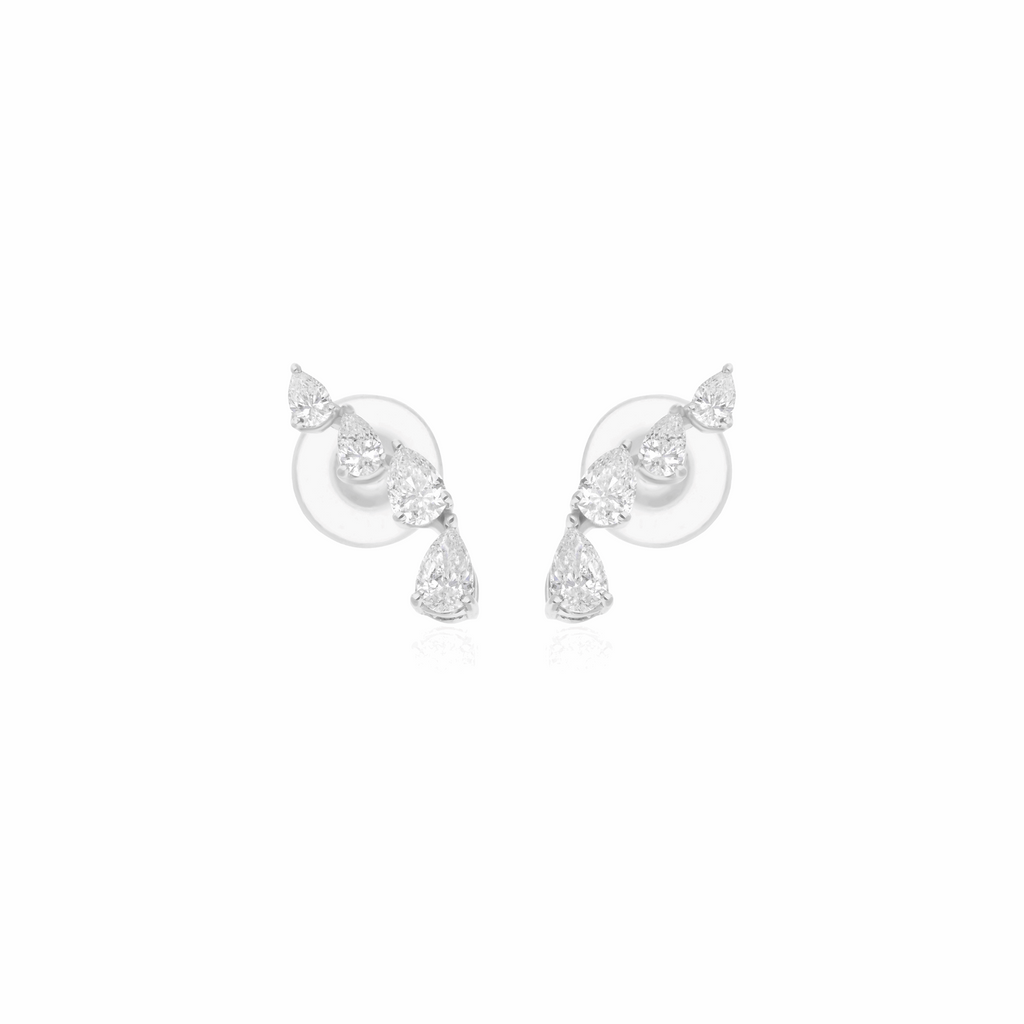 0.50 Ct SI/H Pear Natural Diamond Stud Earrings Jewelry 18k Fine Gold