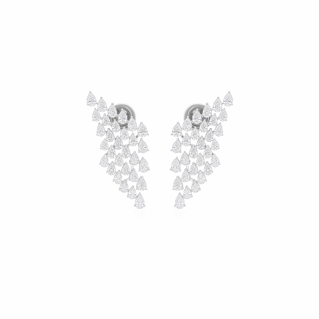 3.25 Ct Natural SI/H Pear Diamond 18k Gold Cluster Fine Earrings