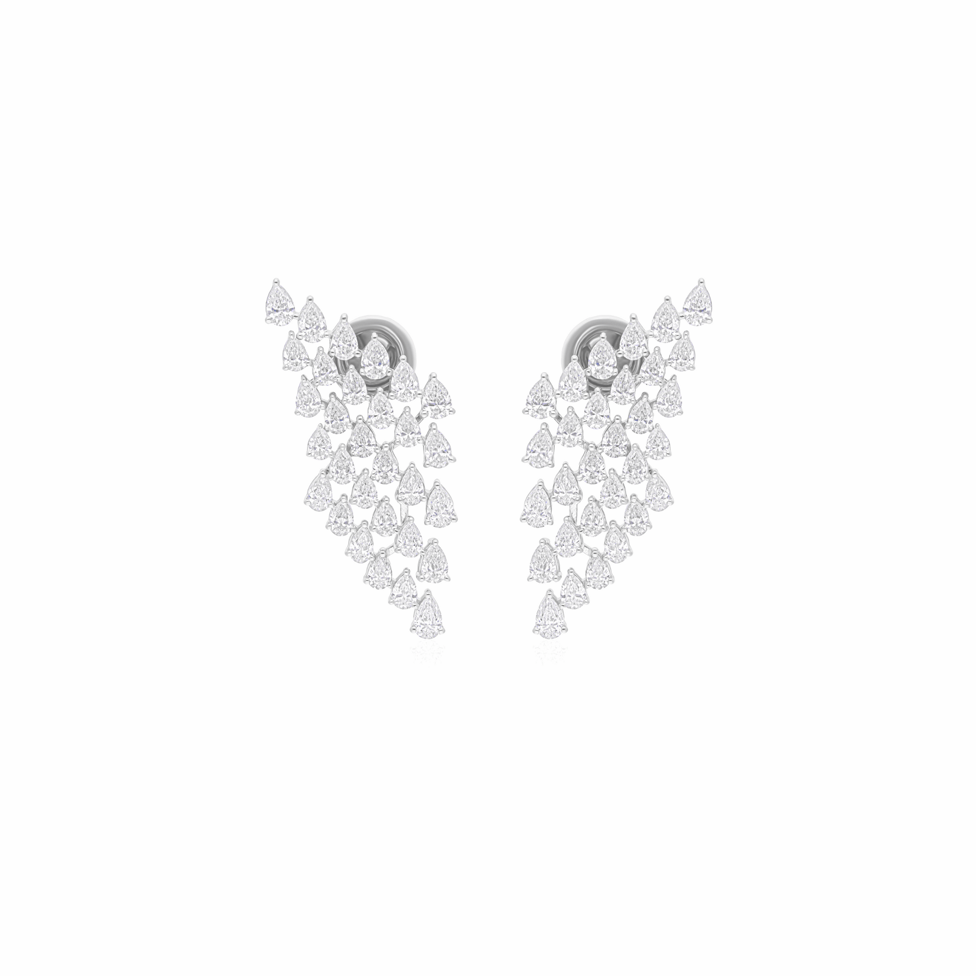 3.25 Ct Natural SI/H Pear Diamond 18k Gold Cluster Fine Earrings