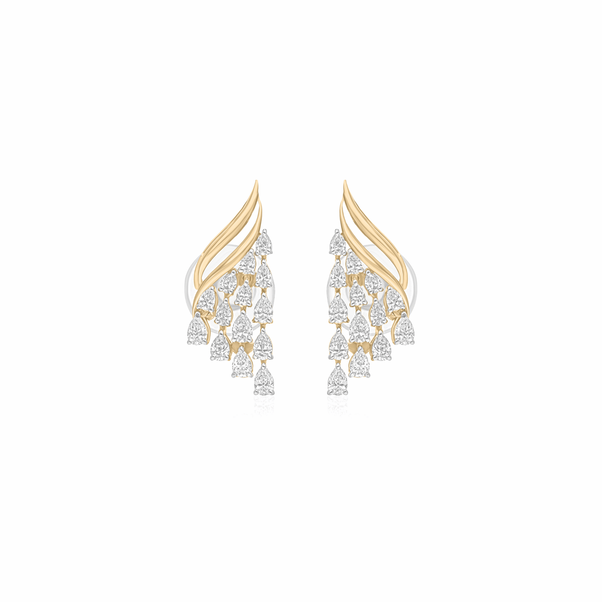 Natural 1.00 Ct Diamond Cluster Drop Earrings in Dual Tone 18k Gold